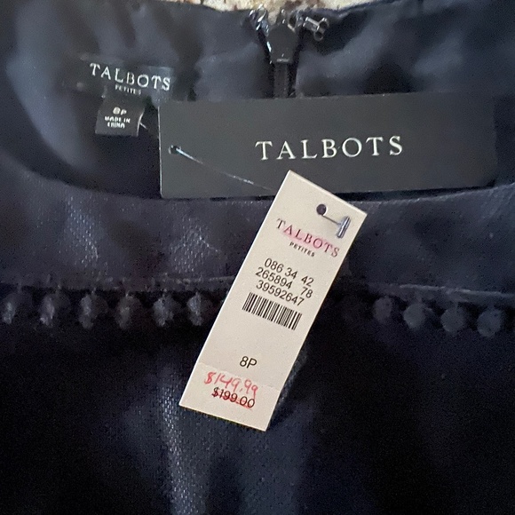 TALBOTS Black  Eyelet Lace Linen and Cotton Blend  Dress Size 8P - Picture 9 of 16